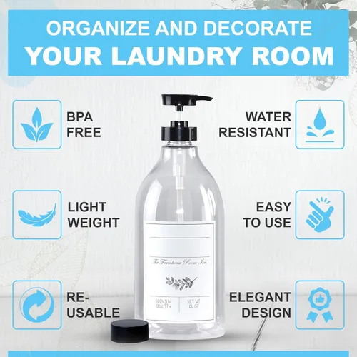 Miniatura 4 de The Farmhouse Room Inc. Dispensador de Jabón para Baño - Dispensador de Botella de Bomba para Detergente Líquido de Lavandería - Plástico PET Libre