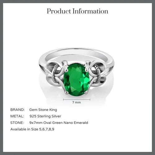 Miniatura 103 de Gem Stone King Anillo de compromiso ovalado con piedra natal para mujer, plata de ley 925, ovalado de 0.354 x 0.276 in, anillo de compromiso