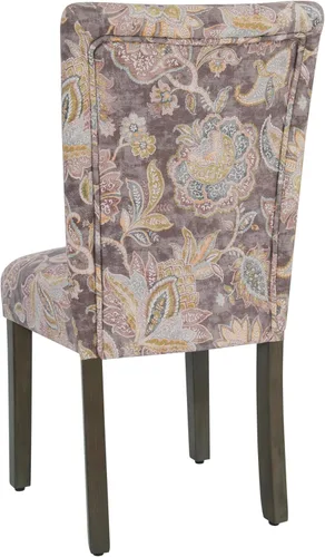 Miniatura 181 de Homepop Silla de comedor con detalles festoneados, sillas de comedor Parsons tapizadas, muebles decorativos para el hogar, tejido gris claro