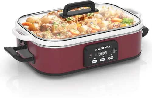Miniatura 10 de Olla de cocción lenta programable de 4 cuartos de galón con plato de hornear de cerámica - Pequeño electrodoméstico de cocina perfecto para cenas