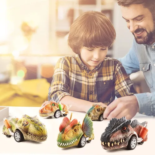 Miniatura 7 de DINOBROS Juguetes de dinosaurio para niños de 3 a 5 años, autos de dinosaurio para niños de 3, 4, 5, 6, 7 años, paquete de 6 juguetes de dinosaurio