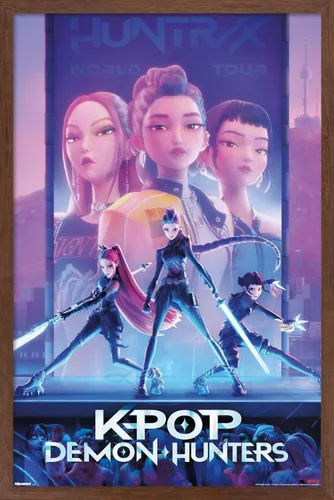 Miniatura 10 de Netflix KPop Demon Hunters (2025) - Póster de pared de una hoja, 22.4 pulgadas de largo x 14.7 pulgadas de ancho, versión enmarcada de madera