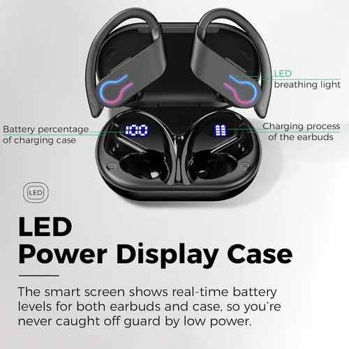 Miniatura 2 de Auriculares inalámbricos Bluetooth con tiempo de reproducción de 200 horas, Bluetooth 6.1 de baja latencia, cancelación de ruido inteligente, IPX7