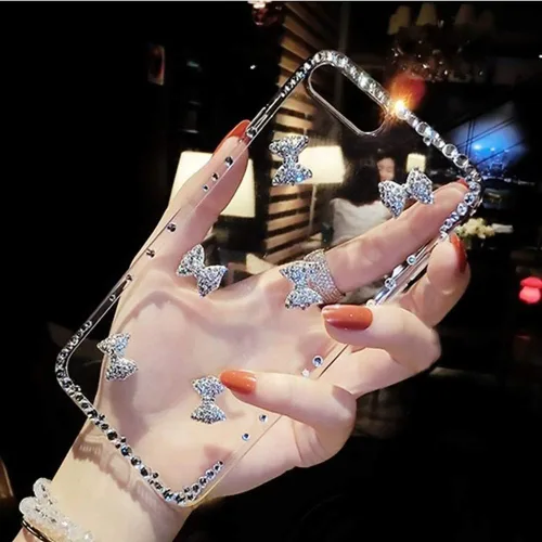 Miniatura 2 de LCHDA - Funda con diamantes brillantes para iPhone 14 6.1, LCHDA - Funda protectora para teléfono con diamantes de imitación transparentes