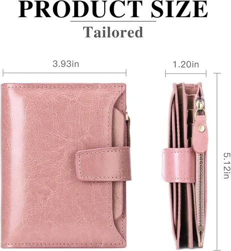 Miniatura 3 de FALAN MULE - Cartera de cuero auténtico para mujer pequeña plegable compacta con interferencia de radiofrecuencia RFID