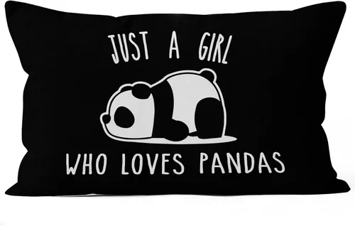 Just A Girl Who Loves Pandas, funda de almohada de oso panda, 12 x 20 pulgadas, regalos para amantes del oso panda, regalos para decoración del