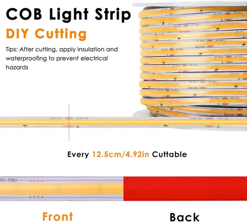 Miniatura 4 de Tira de luz LED COB de 110 V, 65.6 pies, 6000 K, blanco frío, IP65, impermeable, súper brillante, 5920 LED, cinta cortable para techo interior, casa