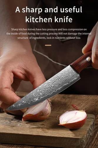 Miniatura 4 de Cuchillo de pelar de acero Damasco de 4.7 pulgadas, cuchillo de pelar de cocina forjado de 67 capas con mango de madera maciza natural, cuchillos