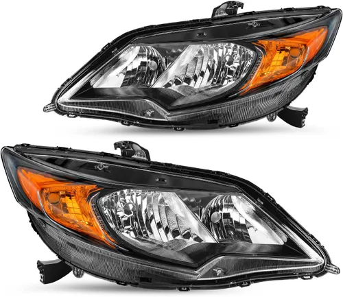 Miniatura 10 de JSBOYAT Conjunto de faros delanteros con bombillas para Honda Civic Coupe 2014-2015 de 2 puertas [tipo halógeno de fábrica] Par de repuesto de faros