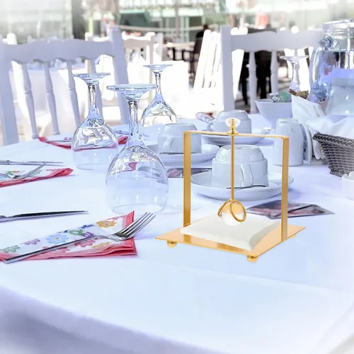 Miniatura 6 de Metal Napkin Holder Stand, Freestanding Tissue Organizer, Gold Square Paper Napkin Holder for Dining Table, Kitchen, Restaurant Use
