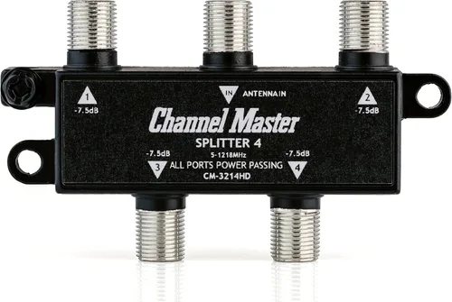Channel Master Splitter 4 | El divisor de 4 vías distribuye la señal de antena digital HDTV a 4 televisores, una entrada y cuatro salidas, paso de