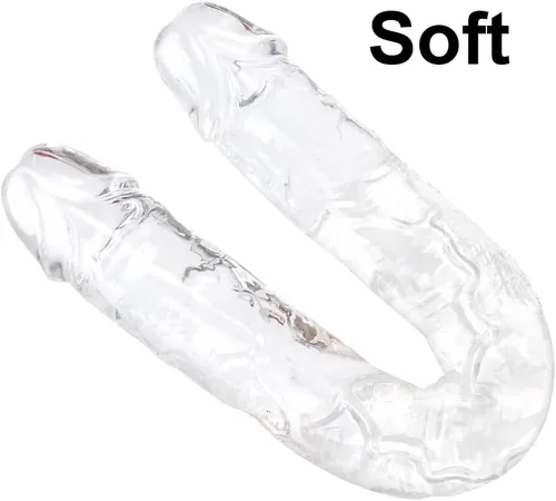 Miniatura 3 de Consolador doble pequeño de 11.8 x 1.3 pulgadas, jalea transparente, consolador largo anal realista, pene con venas y glande para adultos, juguetes