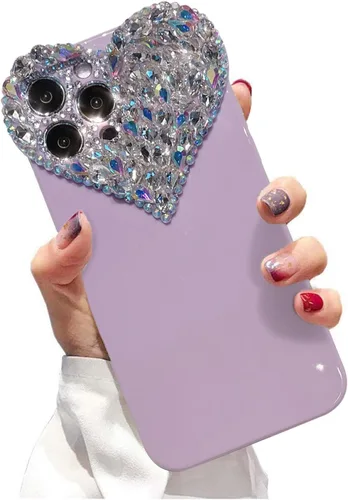 Miniatura 11 de Bonita funda para iPhone 11 con purpurina 3D para mujeres y niñas, bonita funda transparente con diamantes de imitación y diamantes de imitación