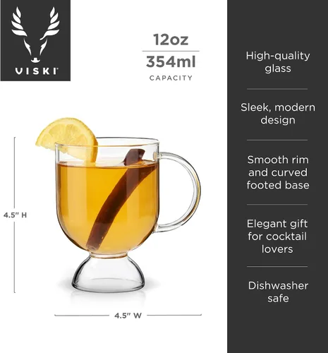 Miniatura 3 de Viski Vasos de café irlandés, taza de vidrio caliente Toddy para vino caliente, sidra con pinchos, ponche de huevo, taza de café transparente, juego