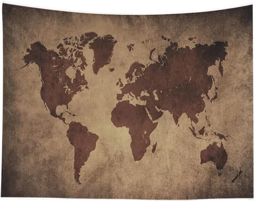 Miniatura 8 de CAPSCEOLL Tapiz de mapa del mundo para colgar en la pared, tapiz blanco y negro para decoración del hogar, 40 x 30 pulgadas, mapa para habitación
