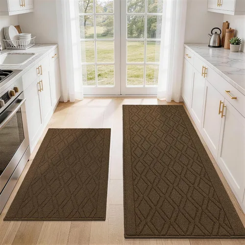 Miniatura 9 de COSY HOMEER Tapete de cocina antideslizantes, absorbentes para el piso, alfombra de cocina lavable, tapete de pie para fregadero, alfombra de Beige