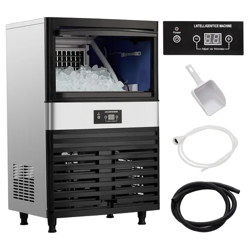 Towallmark Máquina de hielo comercial, crea 90 libras en 24 horas, máquina de hielo comercial con capacidad de almacenamiento de hielo de 33 libras,