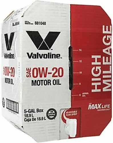 Valvoline 881048 0W-20 MaxLife Aceite de motor de alto kilometraje – Caja de Bahía Avanzada de 5 galones, 5 galones, 1 paquete