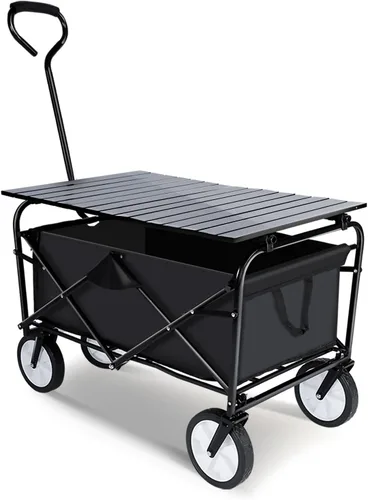 Miniatura 11 de YSSOA Carrito de Jardín Plegable, Rodante y Colapsible, Carrito de Utilidad para Campamento al Aire Libre con Ruedas Giratorias de 360 Grados