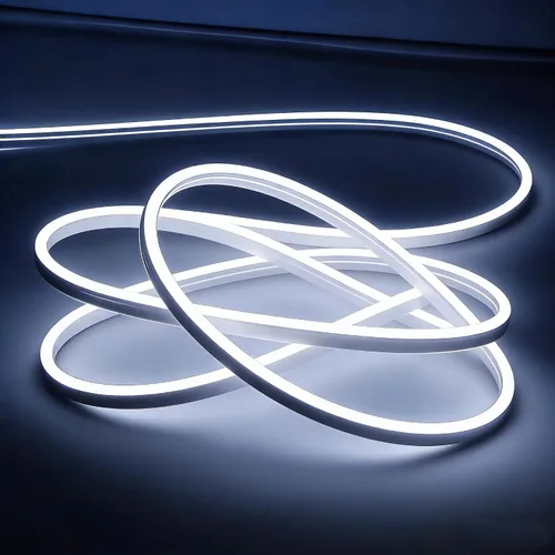 Tiras de Luces LED de Neón Blancas de 12V - 16.4 Pies Flexibles Impermeables Cortables, Luces de Cuerda de Neón de Silicona Flexible para Cocina,