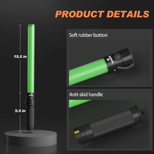 Miniatura 6 de 4 Piezas Varita de Tráfico de Señal de 21 Pulgadas con 3 Modos Intermitentes y 6 Luces LED, Bastón de Seguridad de Tráfico con Clip Lateral
