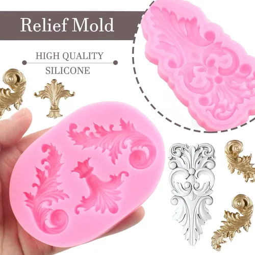 Miniatura 2 de ZiXiang Molde de fondant barroco para fondant, moldes de silicona de encaje de voluta, molde de filigrana para decoración de pasteles de flores