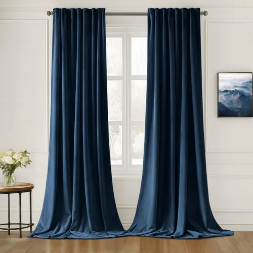 Miniatura 26 de MIULEE Cortinas de Terciopelo Negro de 84 Pulgadas de Largo 2 Paneles - Cortinas de Ventana con Pliegues Pinzados de Lujo que Oscurecen
