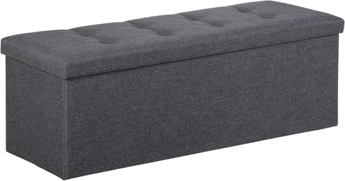 Miniatura 12 de ZenStyle Banco otomano de almacenamiento de 43 pulgadas, reposapiés plegable con asiento acolchado, baúl de almacenamiento largo para zapatos