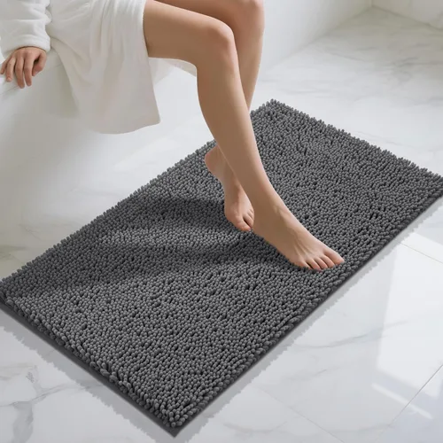 Miniatura 53 de Yimobra Alfombras lavables para baño, alfombra de baño de chenilla súper suave y absorbente para piso y alfombra, alfombra antideslizante de secado