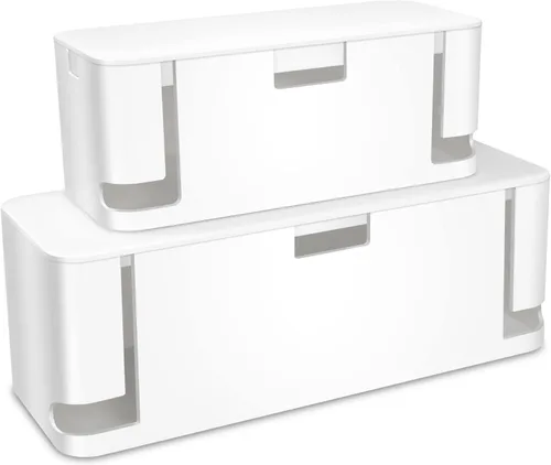 Miniatura 8 de ZhiYo Caja organizadora de cables negra, paquete de 2 cajas organizadoras de cables, tamaño extra grande y mediano, caja oculta para ocultar
