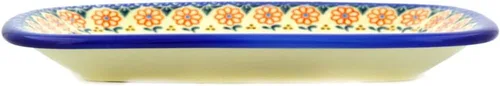 Miniatura 3 de Auténtico plato de cerámica polaca de 10 pulgadas en diseño amarillo hecho a mano en Bolesławiec Polonia por Ceramika Bona + certificado