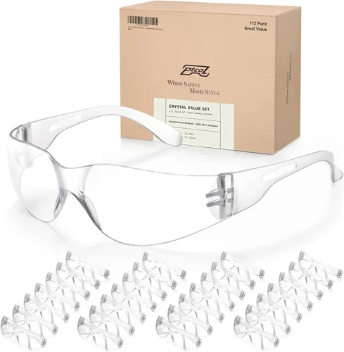 Paquete de 112 lentes de seguridad transparentes (paquete a granel de 24+4), unisex, antiarañazos, resistentes a los impactos, con certificación