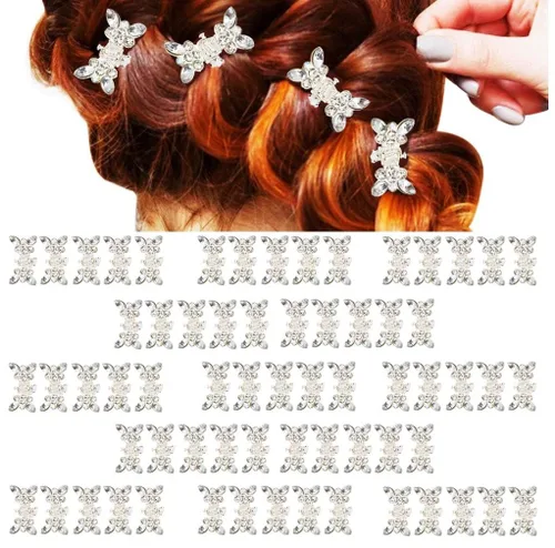 Mini accesorios para el cabello de cristal: pinzas para el cabello con diamantes de imitación brillantes, pequeños clips de metal florales y