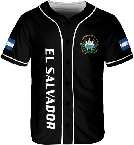Miniatura 2 de MonkeyVan Camiseta de béisbol de El Salvador personalizada con nombre personalizado con la bandera salvadoreña salvadoreña, orgullo salvadoreño