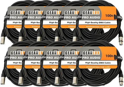 Miniatura 14 de Gearlux Cable DMX, 3 pines, macho a hembra, 3.2 pies - paquete de 10