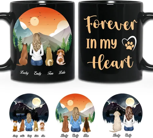 Miniatura 20 de WHIDOBE Taza personalizada de perro (niña – perro) personalizada de 11 onzas, 15 onzas con avatares, nombres, razas – Taza «Dog Mom» para mujeres
