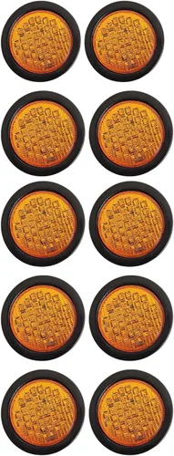 All Star Truck Parts 10 luces redondas ámbar superbrillantes, 40 diodos LED, señal de giro medio, luces selladas, ojales de goma y cables de 3