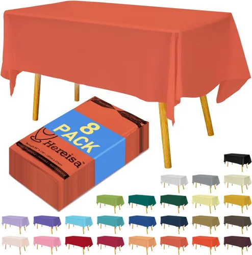 Miniatura 44 de Paquete de 3 manteles de plástico desechables de 54 x 108 pulgadas, manteles de color blanco hueso, manteles de fiesta nupcial para fiestas