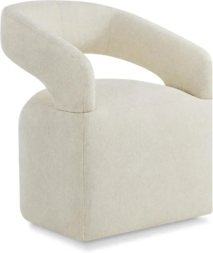 Miniatura 29 de KISLOT Juego de 1 sillas de comedor tapizadas, modernas sillas de comedor con ruedas ocultas, sillas de cocina con brazo con tela de aspecto
