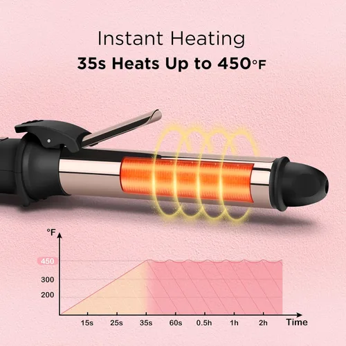 Miniatura 4 de Prizm Nano Titanio Rizador giratorio automático de 1 pulgada en todo el mundo Varita rizadora de doble voltaje 11 temperatura Rizos sin esfuerzo