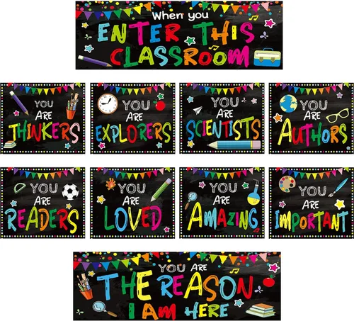 Miniatura 7 de Decoración de aula motivacional para tablón de anuncios, póster de regreso a clases, juego de carteles para jardín de infantes, preescolar