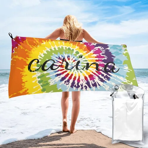 Miniatura 10 de Toallas de playa personalizadas, toalla de playa con nombre personalizado, toalla de baño de microfibra/piscina/playa con un diseño único, secado