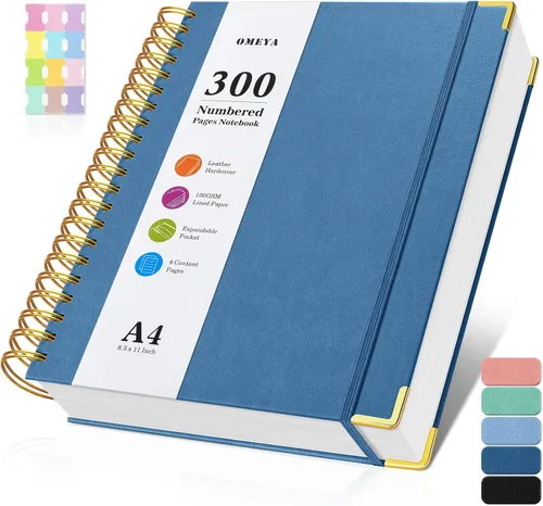 Miniatura 15 de Cuaderno espiral 8.5" x 11", 300 páginas numeradas cuadernos rayados de tamaño universitario con contenido, 100GSM cuaderno grueso para mujeres