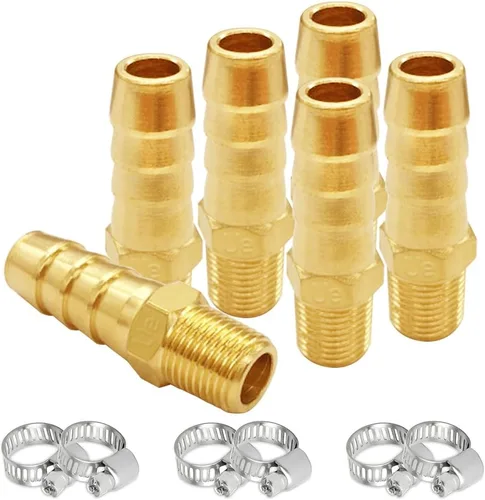 Miniatura 7 de Uenede 6 accesorios de púas de manguera de latón de 1/2 pulgada NPT macho a 1/2 pulgadas, conector adaptador de púas incluye 6 abrazaderas de acero