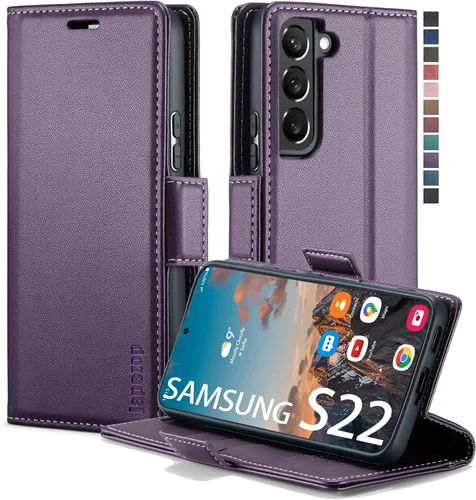 Miniatura 27 de Funda tipo cartera para Samsung Galaxy S22 5G con tarjetero y función atril, bloqueo magnético RFID, funda de piel con tapa para Galaxy S22 5G