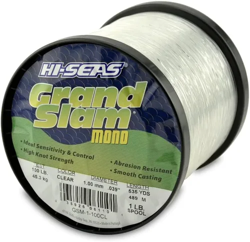 Miniatura 30 de Sedal de Pesca de Monofilamento HI-SEAS Grand Slam - Fuerte y Resistente a la Abrasión en Transparente, Rosa, Verde, Azul Ahumado, Amarillo