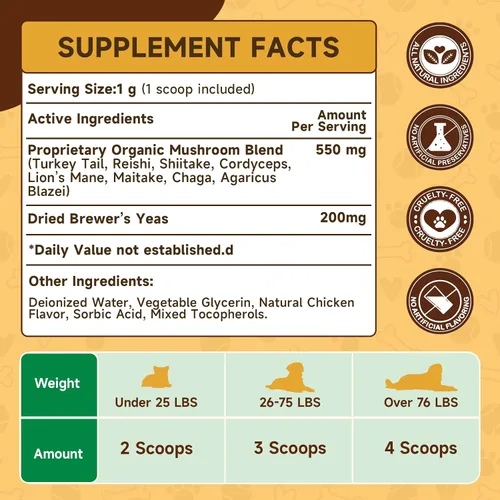 Miniatura 6 de Hongos para perros: suplemento orgánico de hongos en polvo para perros, aumenta la inmunidad, apoya la digestión y mejora la salud general