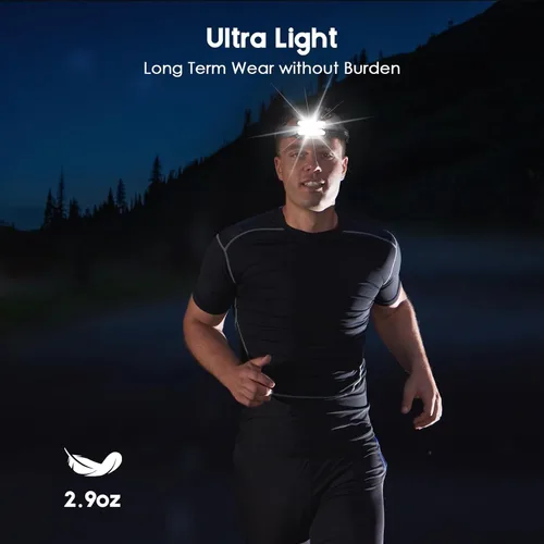 Miniatura 6 de Elmchee Paquete de 2 faros recargables de 2500 lúmenes, 5 LED brillantes, 7 modos de sensor de movimiento ajustable, linterna de cabeza impermeable
