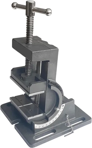 Miniatura 6 de HFS (R) Tornillo de prensa de hierro fundido de 4 pulgadas para taladrar, roscar y escariar con ajustes de ángulo, ancho de mandíbula de 4 pulgadas