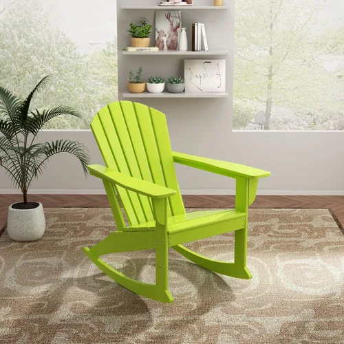 Miniatura 41 de WO Home Furniture Silla Mecedora de Patio al Aire Libre Tradicional HDPE Resistente a los Rayos UV (Negro)